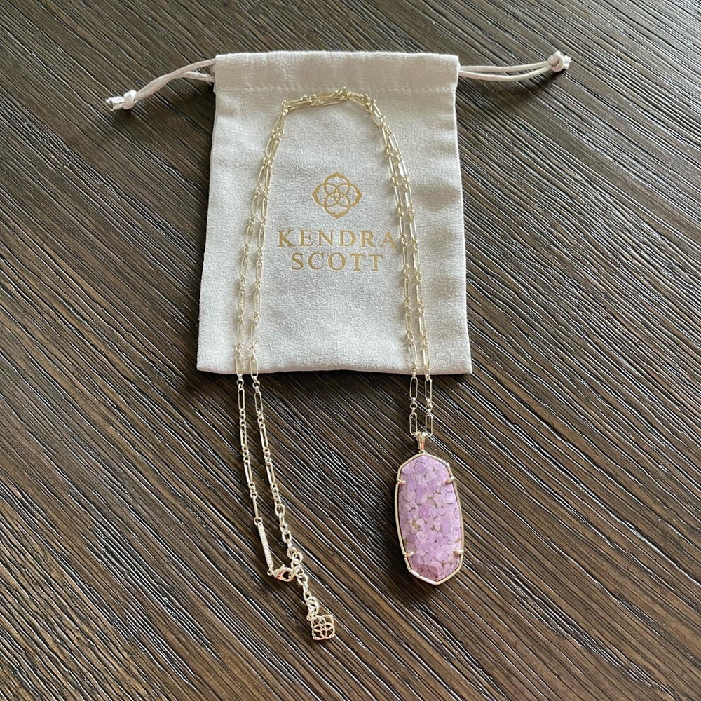 Kendra Scott Gold Necklace with lavender pendant